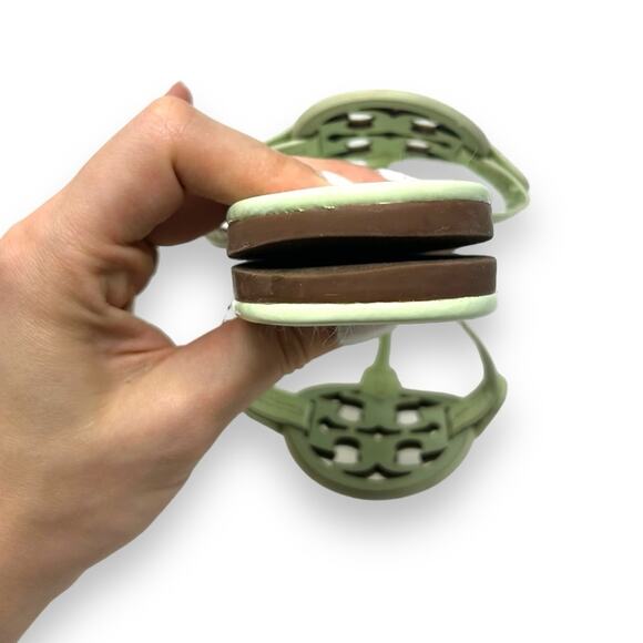 Tory Burch Patent Leather Miller Sandal Meadow Mist Pastel Green 7 Women’s - Picture 7 of 14